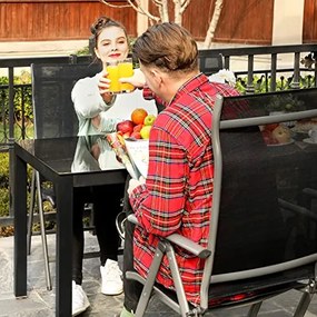 4 darabos összecsukható kerti székkészlet, 8-szögben dönthető háttámlával, max. székenként 150 kg teherbírás, fekete