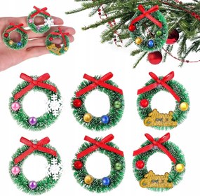 6 mini karácsonyi koszorú babaház dekoráció mini koszorúk