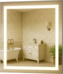 Fürdőszobai tükör 80x80 cm Négyzet alakú, kapcsoló nélküli, Luna Led világítással