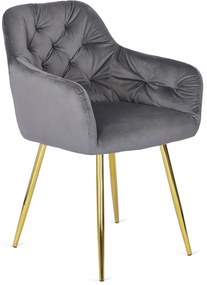 Szürke Bársony Étkezőszék Arany Lábbal. RAYA