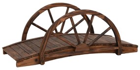 tömör fenyőfa kerti híd félkör kerekekkel 99 x 50 x 38 cm
