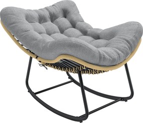 Outsunny rattan hintaszék vastag párnával, beltéri/kültéri hintaszék, 120 kg teherbírás, 87 x 110 x 70 cm – szürke | Aosom