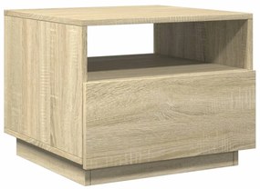 sonoma tölgy színű dohányzóasztal LED-lámpákkal 50x49x40 cm