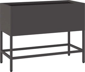 vidaXL Magas Kerti Cserép Fekete 60 x 26 x 45 cm Acél