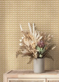 Fehér-bézs Fali Tapéta Vinil Rattan Motívummal, Flizelin