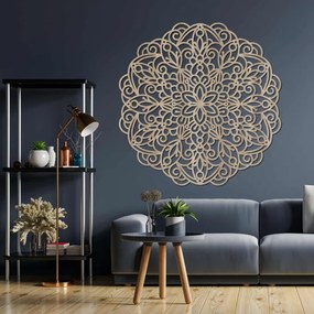 Fából készült mandala falra, virágdíszítéssel | MELLANY