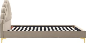 Ágy ágyráccsal, 160x200, bézs Velvet szövet, ISADORA