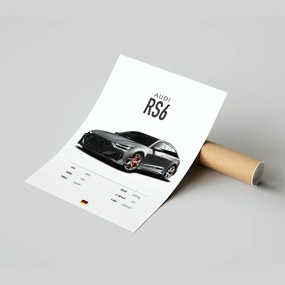 Autós Fali Poszter Audi RS6 30x40 CM Keretben