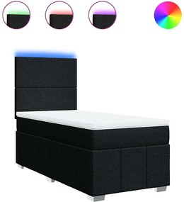vidaXL fekete szövet rugós ágy matraccal 80 x 200 cm