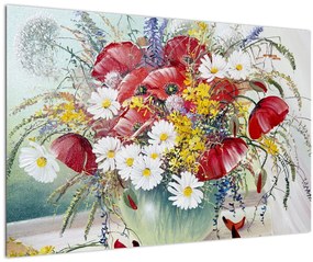 Egy váza képe vadvirágokkal (90x60 cm)
