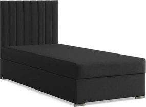 Agen egyszemélyes ágy, szövet, ágyneműtartóval, fekete