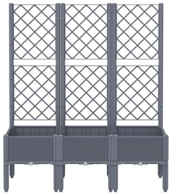 szürke PP rácsos kerti ültetőláda 120 x 40 x 142 cm