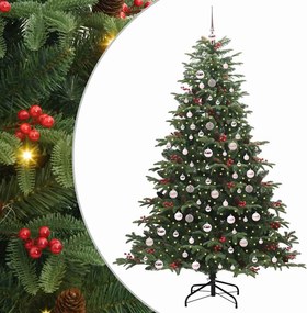 vidaXL Mű karácsonyfa 300 LED-del Zöld 210 cm PVC és Fém és Műanyag