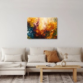 Üveg kép - Absztrakt festmény a virágokról (70x50 cm)