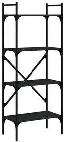 4 szintes fekete szerelt fa könyvespolc 56 x 31,5 x 138,5 cm