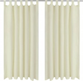vidaXL 2 db krémszínű mikroszatén függöny karikákkal 140 x 245 cm