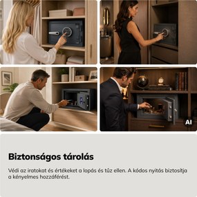 S2 széf betörésbiztos, tűzálló, elektronikus kódzár, dokumentumokhoz, 400x280x340 mm: EDGAR