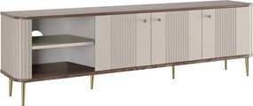 Vesper 3D TV-szekrény 187 cm - kasmír / diófa / arany színű lábak