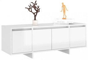 magasfényű fehér szerelt fa TV-szekrény 120x30x40,5 cm