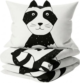 Pamut ágynemű kiságyba RACCOON fekete-fehér Ágyneműhuzat mérete: 40 x 60 cm | 100 x 135 cm