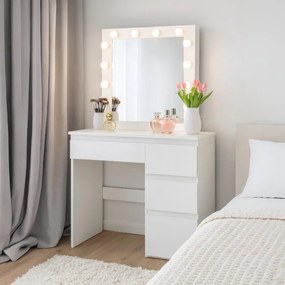 Fésülködőasztal 12 LED lámpával - fehér