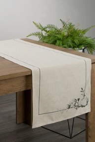 Gyapotnövény mintás pamut asztali futó Natúr 40x140 cm