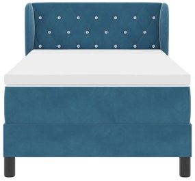 Boxspring Ágy Matraccal Sötét Kék 90x190 cm Bársony