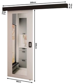 Tolóajtó 90 cm Bethany II (matt fehér + matt fekete). Akció -6%. 1043489