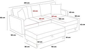 Bézs sarokkanapé (jobb oldali) Eva – Balcab Home