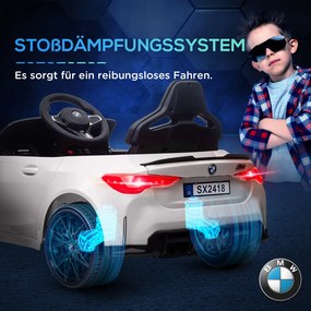 AIYAPLAY Elektromos gyerekautó BMW M4, hang és fény, 3-5 km/h, távirányítóval, fehér