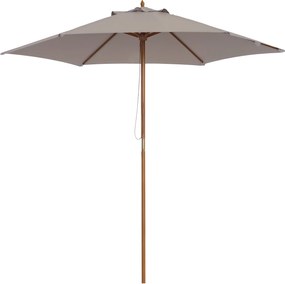 Outsunny Napernyő Ø 250 cm, Kábelmechanikás Napernyő Erkélyre, Tengerparti Napernyő Bambuszból, Szélálló Piaci Napernyő Napvédő Erkélyre, Teraszra, Ke