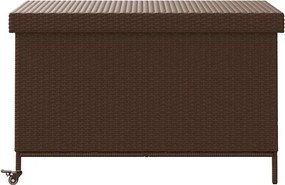 Barna Polyrattan Kerti Tárolóláda Kerekekkel 110X55X73 Cm