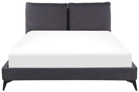 Franciaágy 160 cm MELIA (poliészter) (sötétszürke) (ágyráccsal). 1023471