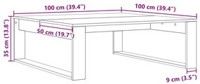 Fekete Tölgy Kávézóasztal 100x100x35 cm Tervezett Fa
