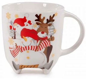 Hóember Rénivel - Lábakkal díszített Karácsonyi porcelán bögre