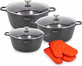 Cheffinger 3 db-os edénykészlet fedővel 32/36/40cm