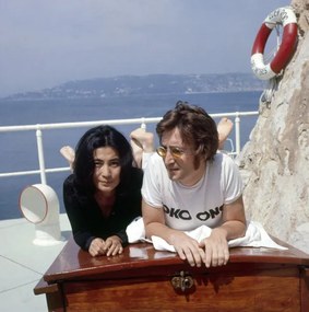 Fotográfia John Lennon and Yoko Ono at the Hotel du Cap Eden Roc, Antibes, 1970