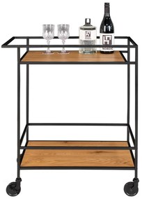 Vita zsúrkocsi fekete acél konstrukcióval és 2 tölgyfa dekoros lappal - House Nordic