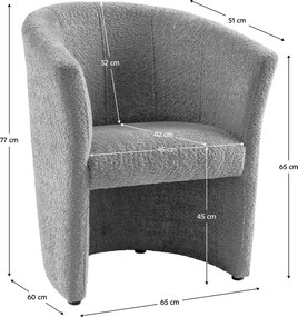 Klub fotel, szürke Coral anyag, CUBA