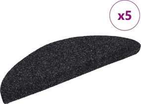 vidaXL 5 db öntapadós lépcsőszőnyeg 56 x 17 x 3 cm fekete félkör alakú