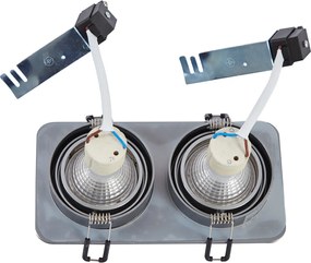 Lekerekített süllyesztett spotlámpa gunmetal GU10 50mm forgatható és dönthető IP44 2-lámpás - Alberto