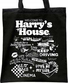 Harry Styles fekete pamut bevásárló táska rajongóknak Ajándék