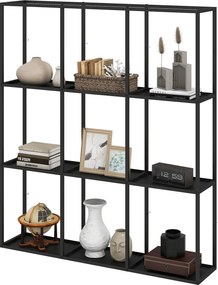 HOMCOM ipari 9 rekeszes fali polc — moduláris fém kiállítópolc gyűjteményekhez és lakberendezéshez, fekete | Aosom