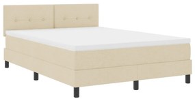 Boxspring Ágy Mattal és LED-del Krém 140x200 cm Szövet