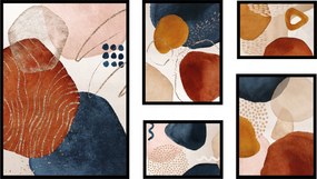 Poszter szett 5db-os szett XXL Absztrakt minták boho grafika a nappaliba