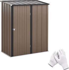 Outsunny 1.34 m² Kerti Szekrény Fádó Lakatolható Kertiszerszám Tároló 161.5 x 94.5 x 196 cm Barna | Aosom