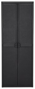 fekete PP rattan kerti tárolószekrény 65 x 45 x 172 cm