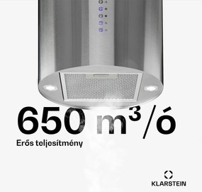 Klarstein Beretta, sziget páraelszívó, Ø 35 cm, légkeringetés, 650 m³/ó, LED, nemesacél