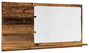 antik fa színű szerelt fa tükrös fürdőszobaszekrény 90x11x45 cm