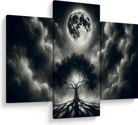 Kép – Fekete-fehér fa teliholdban (90x60 cm)